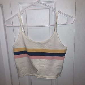 American Eagle white striped crop tank top